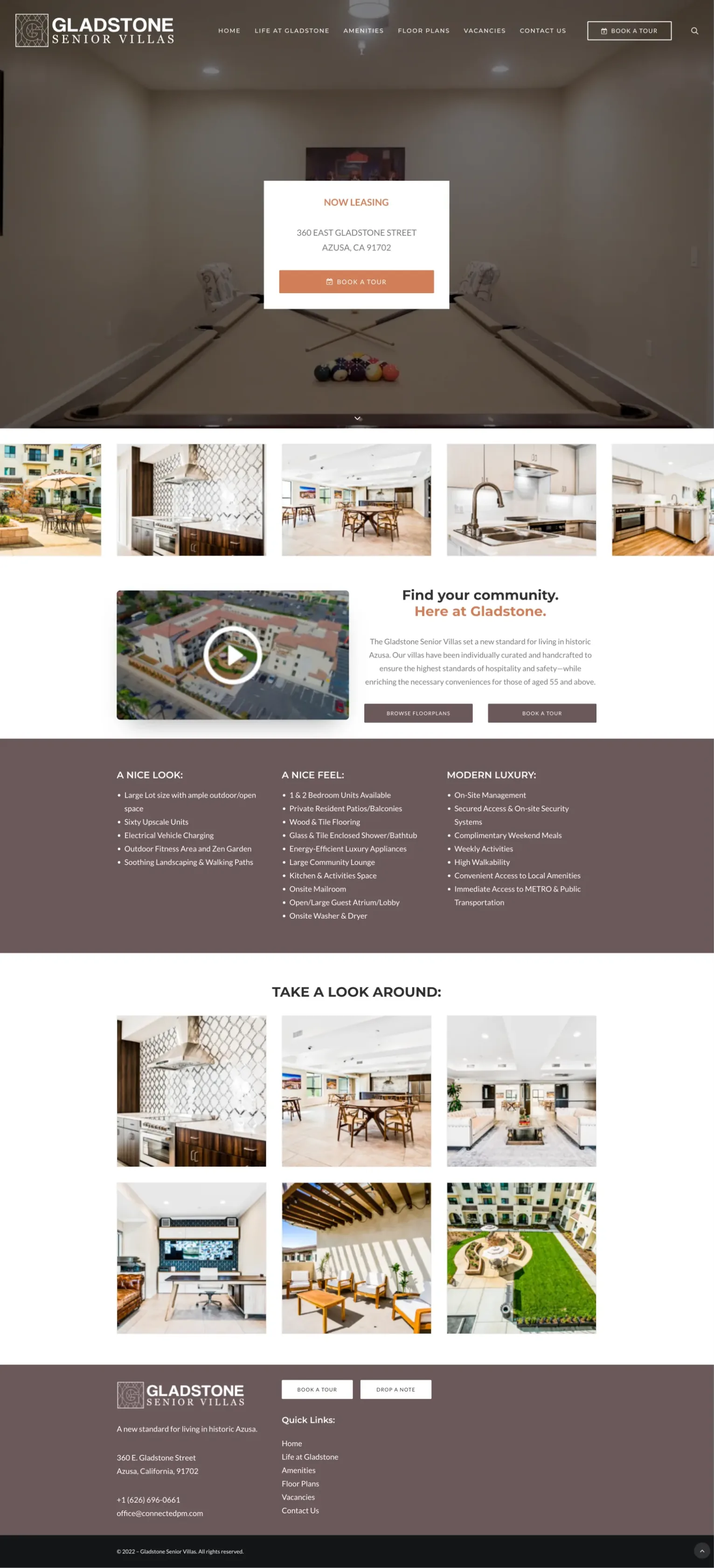 Gladstone Senior Villas community and leasing platform