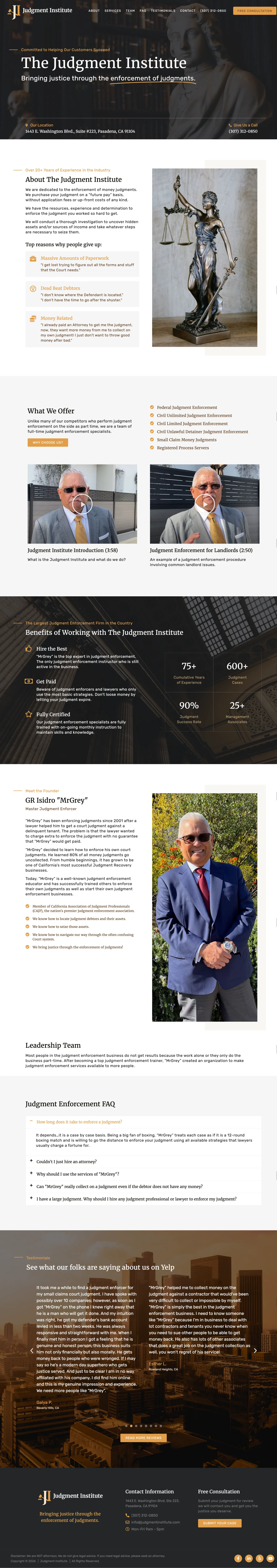 Judgment Institute professional services website