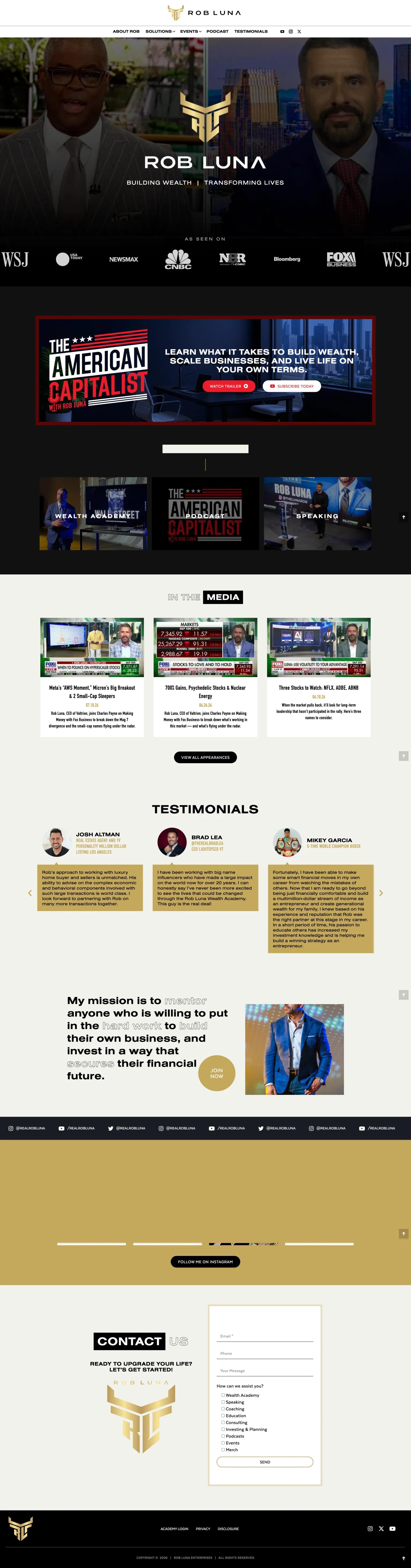 Rob Luna wealth education platform