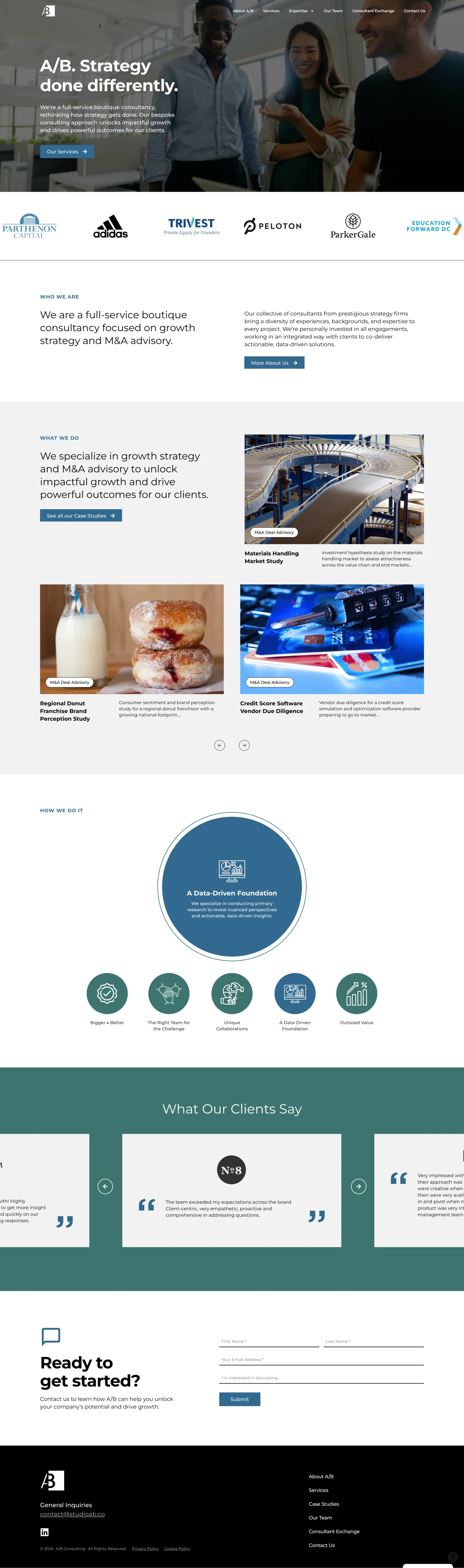 Studio A/B growth strategy consultancy platform