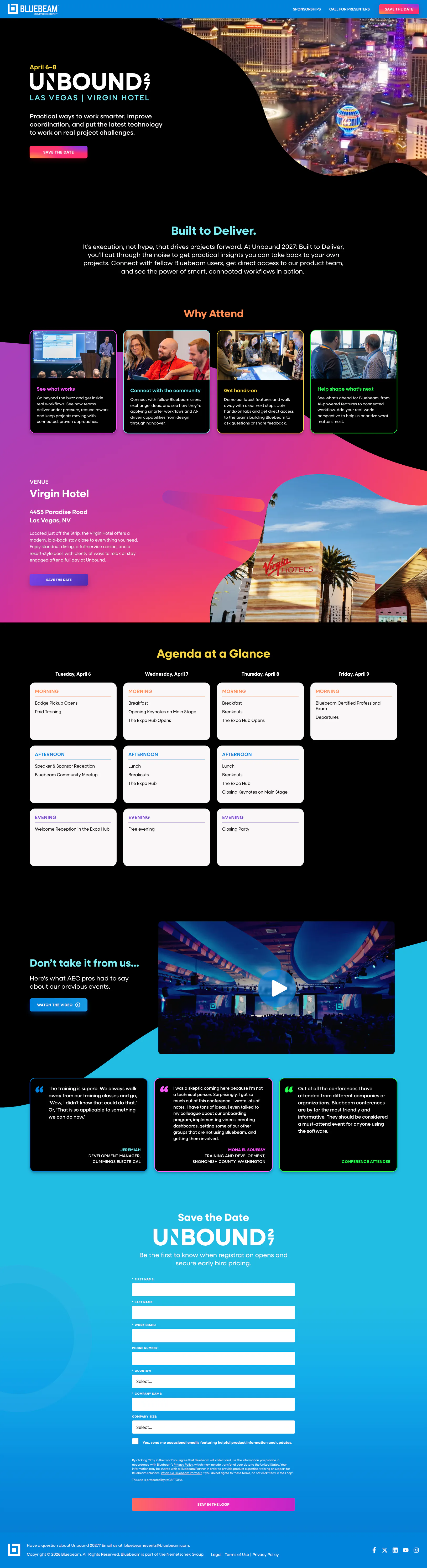 Bluebeam Unbound conference event platform
