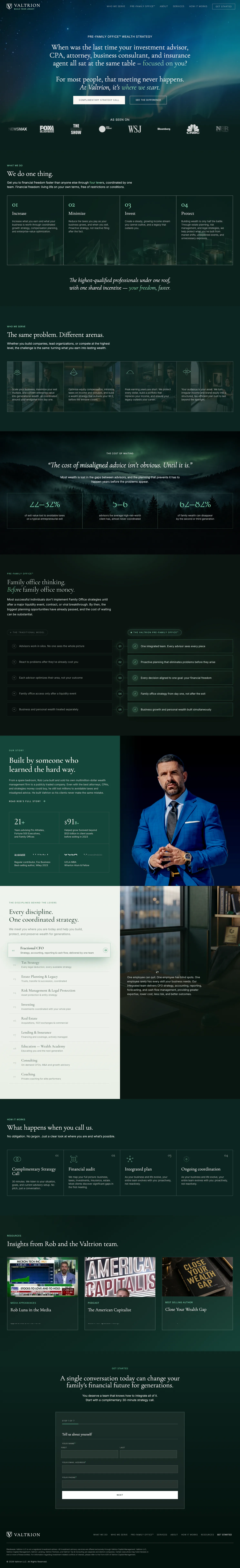 Valtrion Pre-Family Office wealth strategy homepage